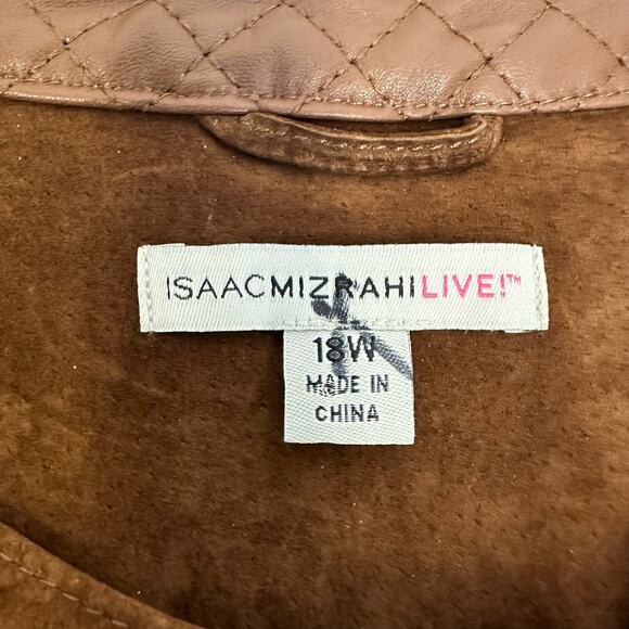 Isaac Mizrahi Live! Genuine Leather Quilted Jacket - Size 18W - Picture 12 of 12